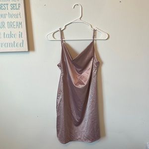 Beautiful satin blush dress with cowl neck